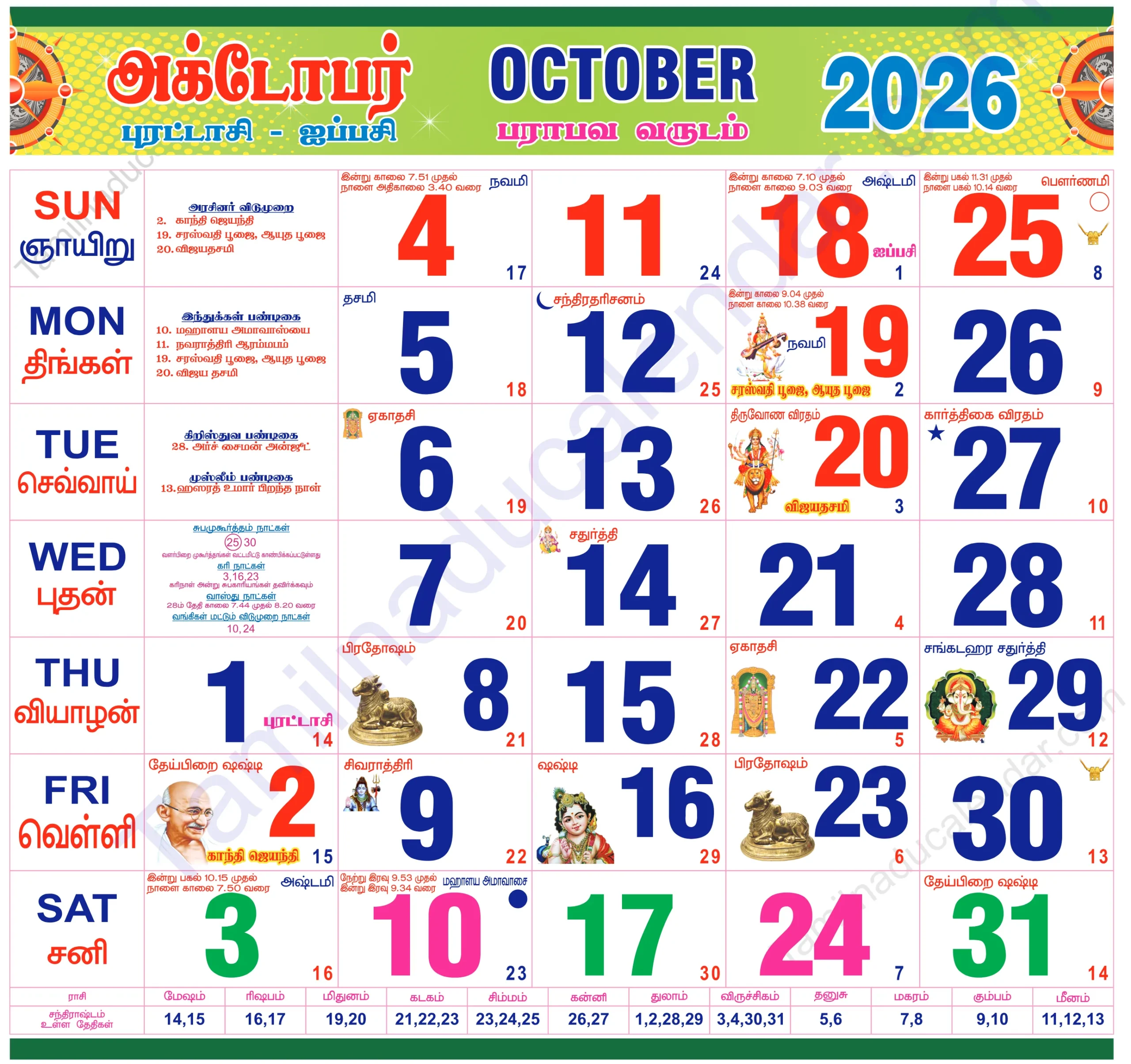 Tamil calendar 2026 october Tamil Calendar 2026 October